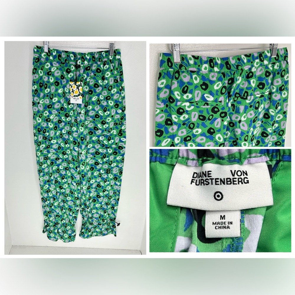 Diane Von Furstenberg Target NWT Utility Jazz Dot Green Pants Size Mediumโ 29X31